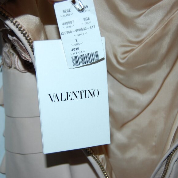 Valentino ❤️ RUNWAY Light Pink Nude Real Leather 3D floral Flower Dress Size 2 - Picture 14 of 15